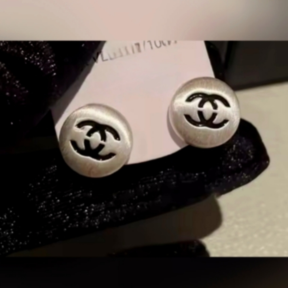 Silver Button Earrings